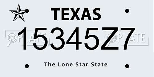 15345Z7 Texas License Plate