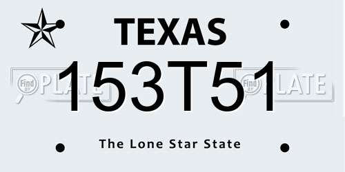 153T51 Texas License Plate