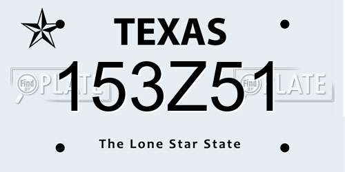 153Z51 Texas License Plate