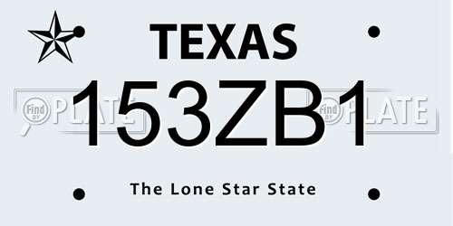153ZB1 Texas License Plate
