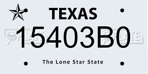 15403B0 Texas License Plate