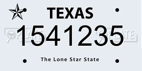 1541235 Texas License Plate