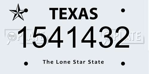 1541432 Texas License Plate