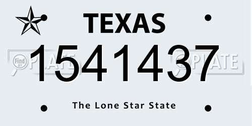 1541437 Texas License Plate