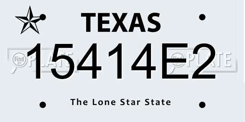 15414E2 Texas License Plate