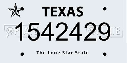 1542429 Texas License Plate