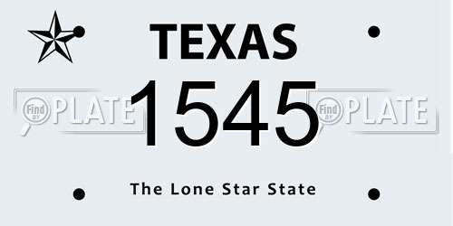 1545 Texas License Plate