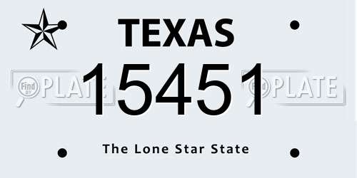 15451 Texas License Plate