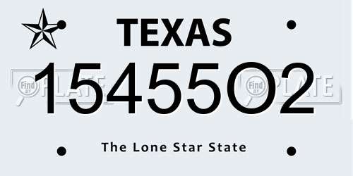 15455O2 Texas License Plate