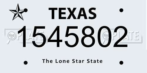 1545802 Texas License Plate