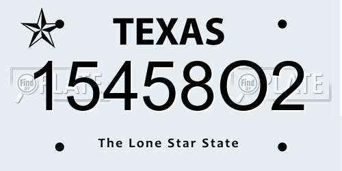 15458O2 Texas License Plate