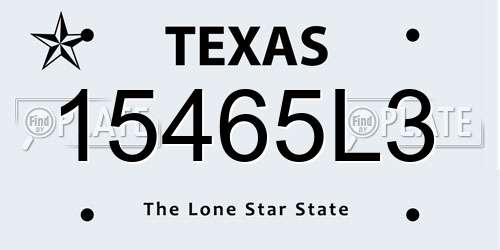 15465L3 Texas License Plate