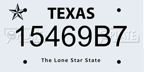 15469B7 Texas License Plate