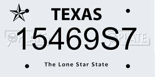 15469S7 Texas License Plate