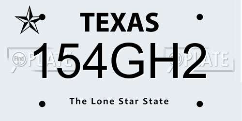 154GH2 Texas License Plate