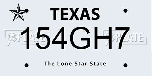 154GH7 Texas License Plate