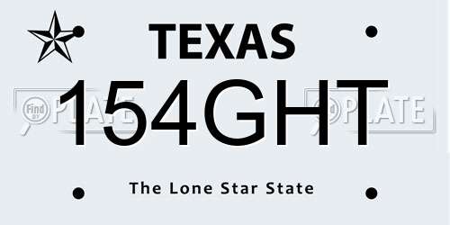 154GHT Texas License Plate