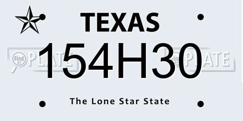 154H30 Texas License Plate