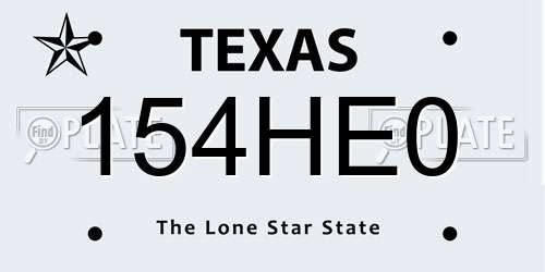 154HE0 Texas License Plate