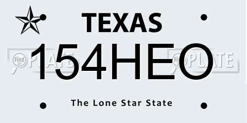154HEO Texas License Plate