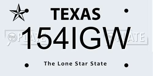 154IGW Texas License Plate