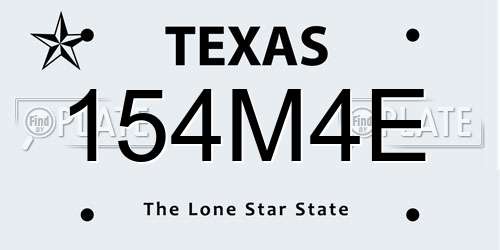 154M4E Texas License Plate