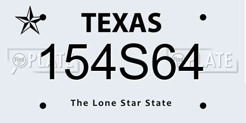 154S64 Texas License Plate