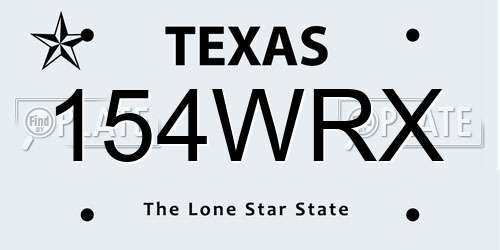 154WRX Texas License Plate