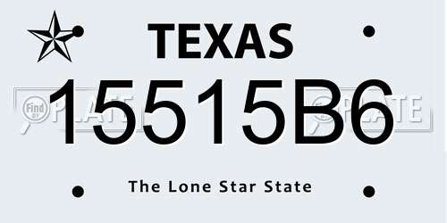 15515B6 Texas License Plate
