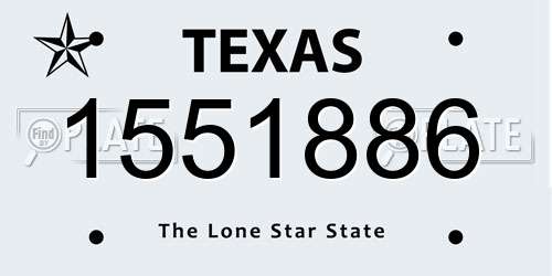1551886 Texas License Plate