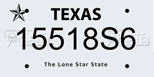 15518S6 Texas License Plate