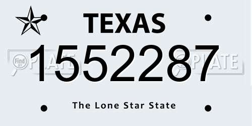 1552287 Texas License Plate