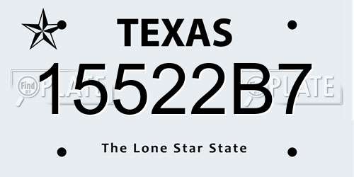 15522B7 Texas License Plate