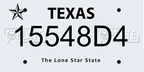 15548D4 Texas License Plate