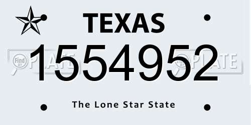 1554952 Texas License Plate