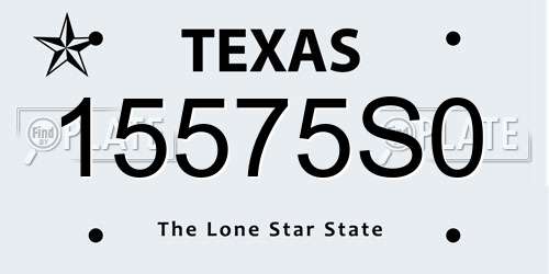 15575S0 Texas License Plate