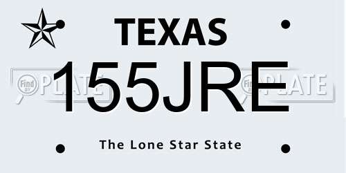 155JRE Texas License Plate