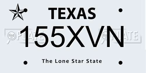 155XVN Texas License Plate