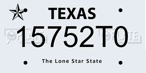 15752T0 Texas License Plate