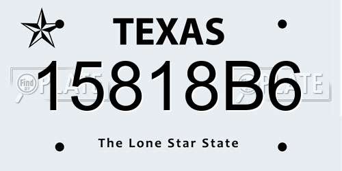 15818B6 Texas License Plate