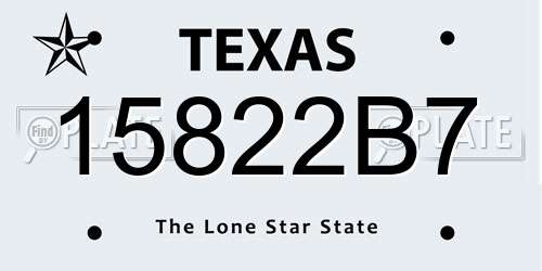 15822B7 Texas License Plate