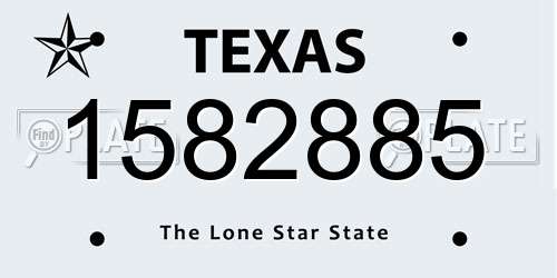 1582885 Texas License Plate