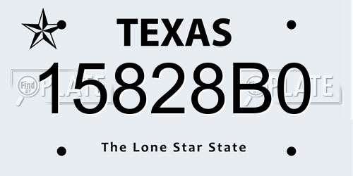 15828B0 Texas License Plate