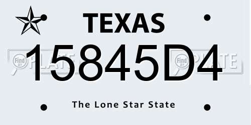 15845D4 Texas License Plate