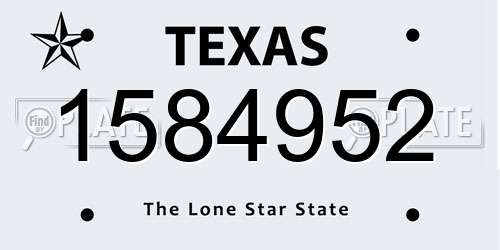 1584952 Texas License Plate