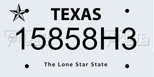 15858H3 Texas License Plate