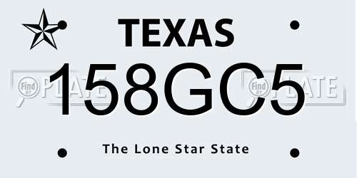 158GC5 Texas License Plate