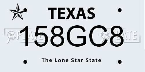 158GC8 Texas License Plate