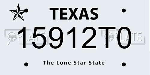 15912T0 Texas License Plate