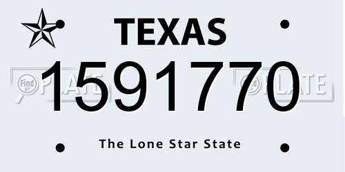 1591770 Texas License Plate